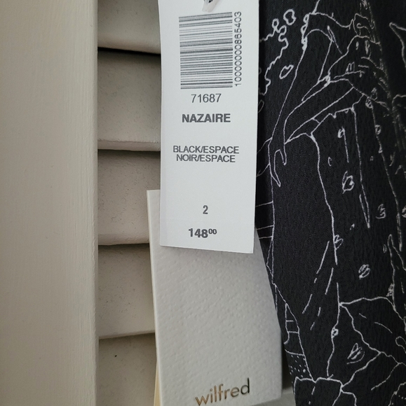 NWT Aritzia Wilfred Nazaire Dress in Black White Print Size 2 - Picture 3 of 8
